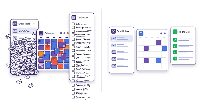 Before and after AI email triage workflow